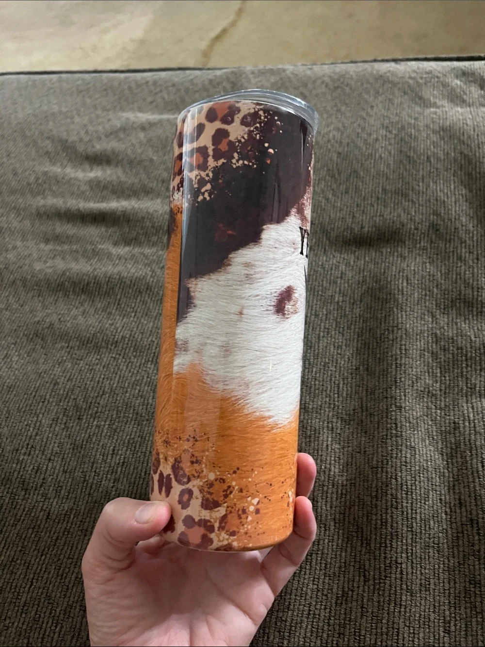 Yellowstone Dutton Ranch 1883 Leopard Print Tumbler - Orange/Brown